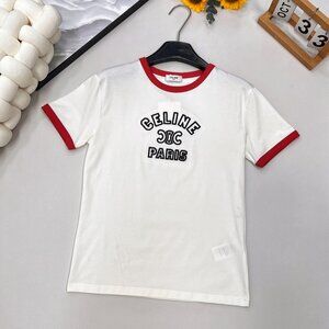 Celine Women's Fashion Casual Letter Pattern Short Sleeve T-Shirt